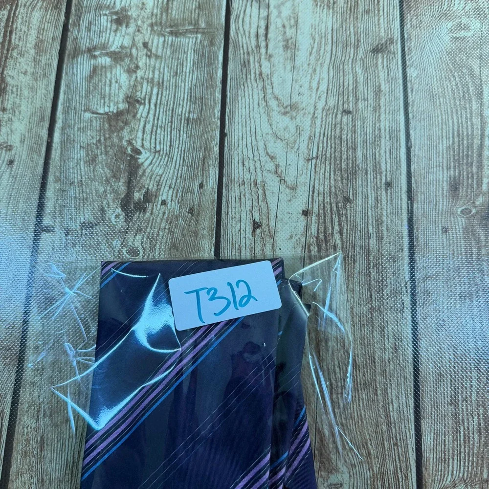 Joseph Abboud J31W01 Necktie Mens One Size Purple Striped Silk Italy